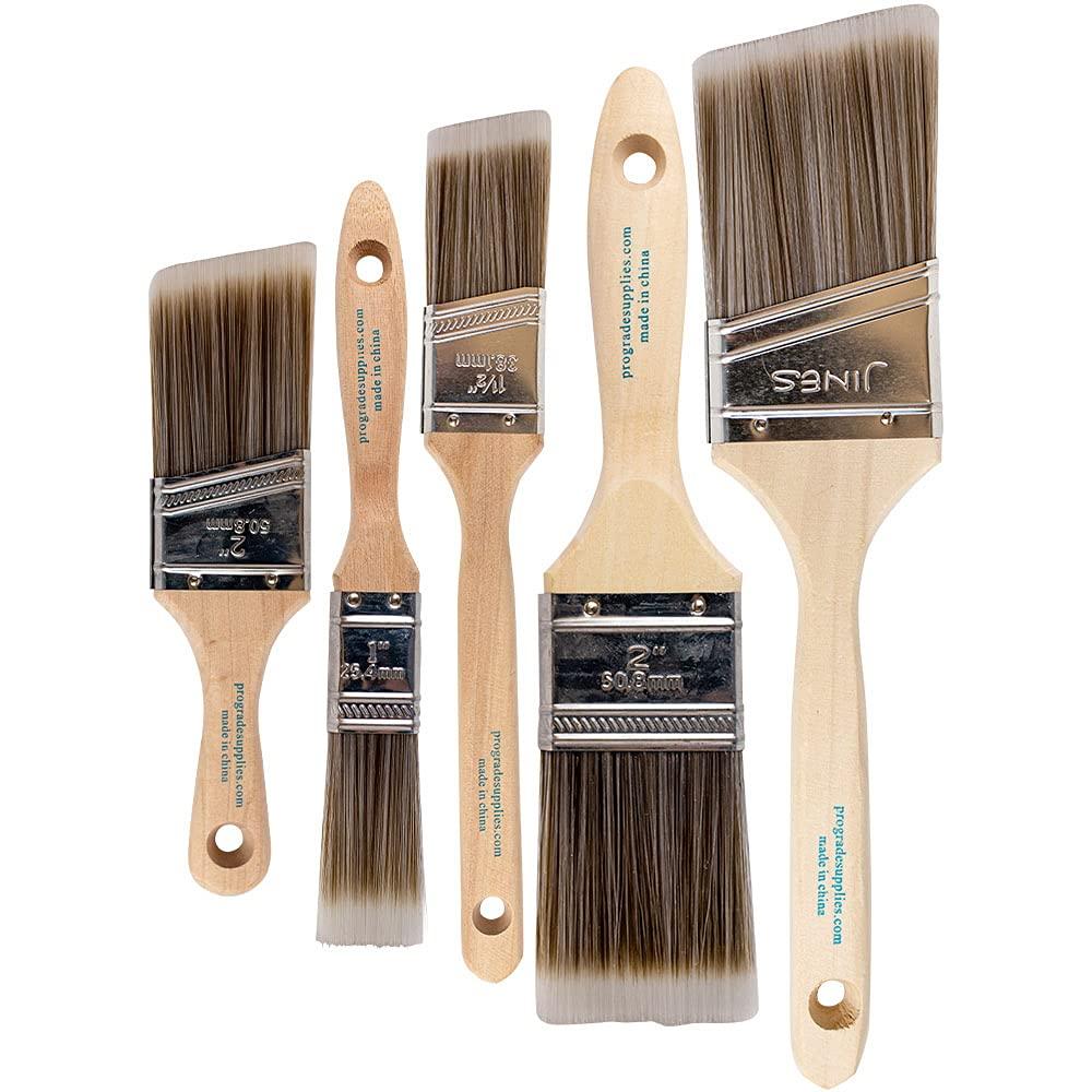 Pro Grade Premium Paint Brushes, 5 Piece Variety Set, Interior/Exterior Painting