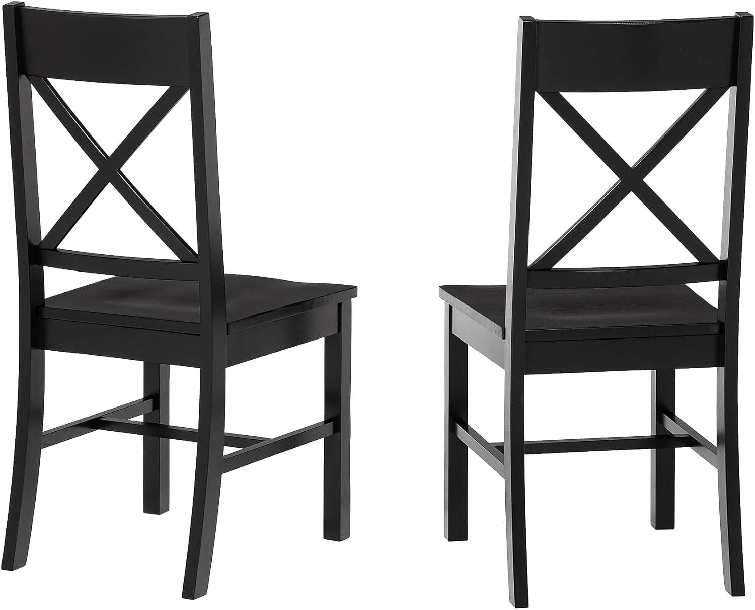 Elegant Black Wood Cross-Back Dining Chairs, Set of 2