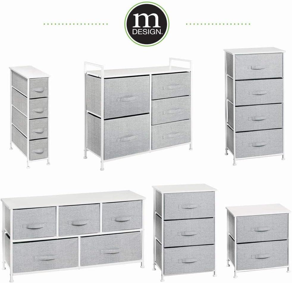 mDesign Tall Dresser Storage Tower Stand with 4 Removable Fabric Drawers - Gray