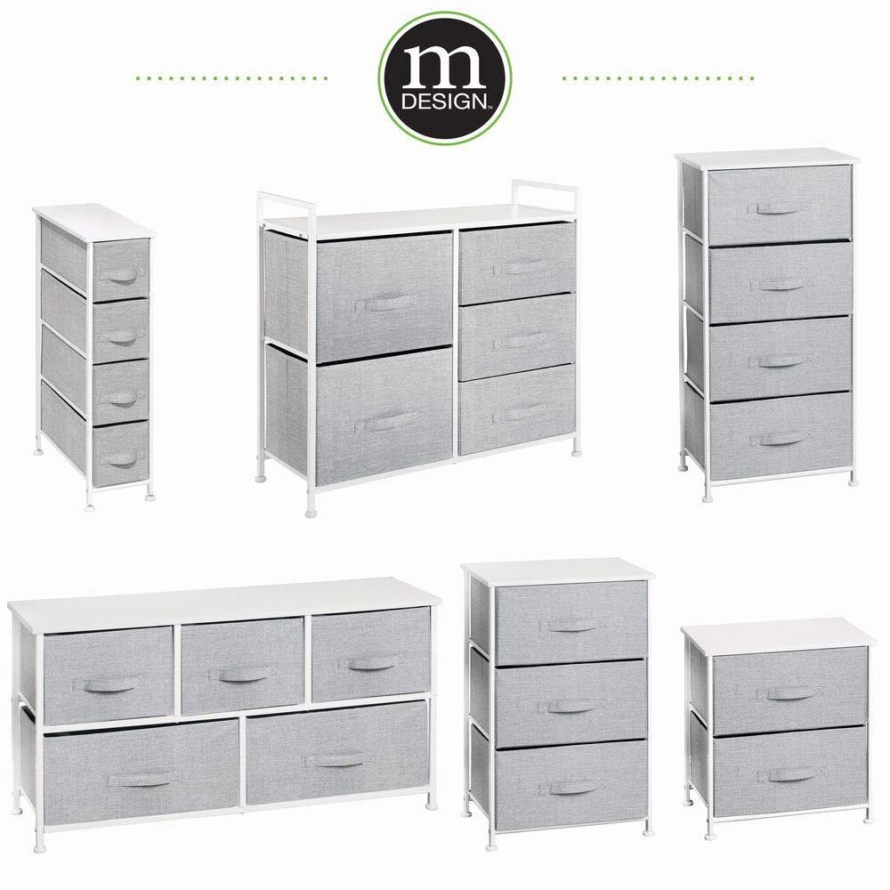 mDesign Tall Dresser Storage Tower Stand with 4 Removable Fabric Drawers - Gray