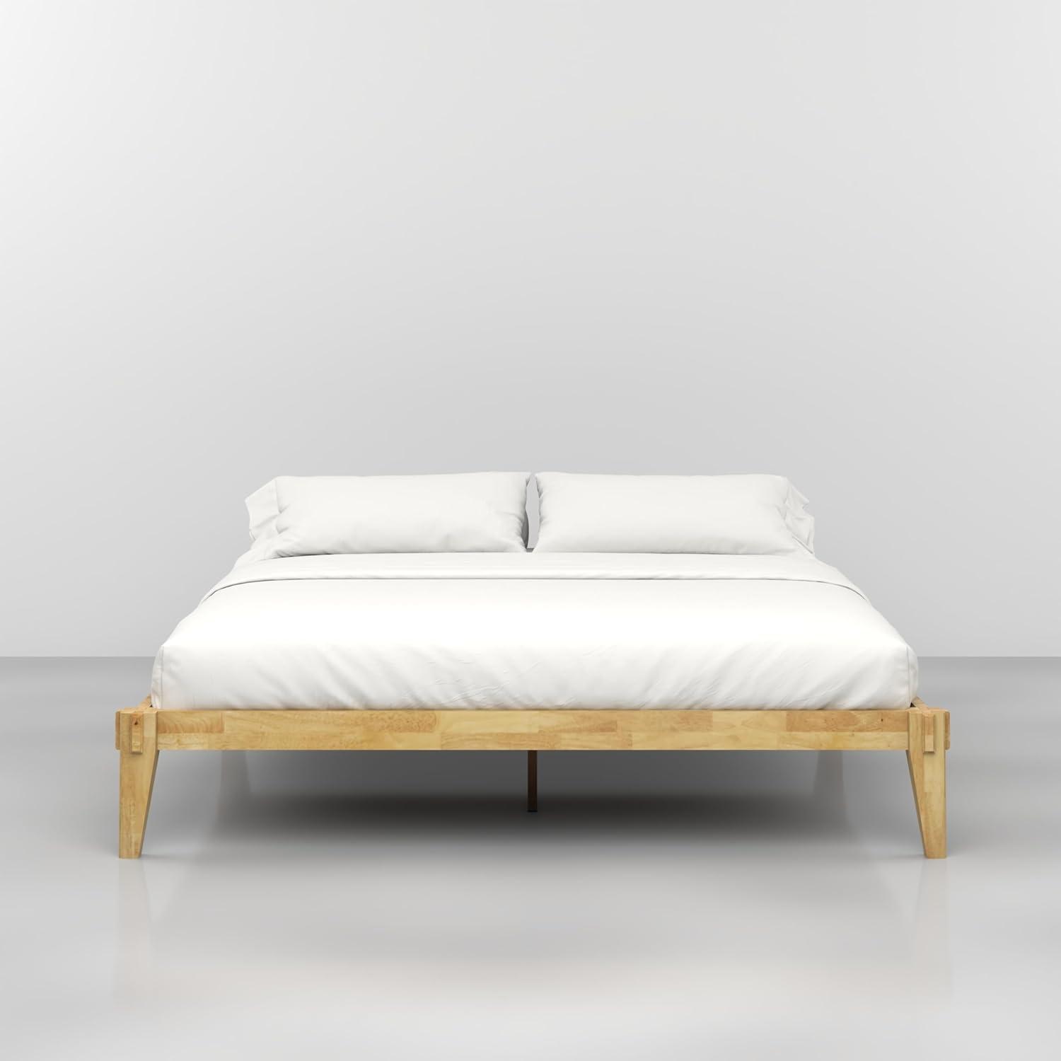 Natural Wood King Platform Bed Frame with Storage