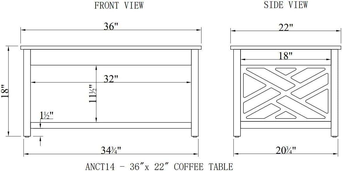 36" Middlebury Coffee Table and 2 End Tables with Tray Shelf - Alaterre Furniture