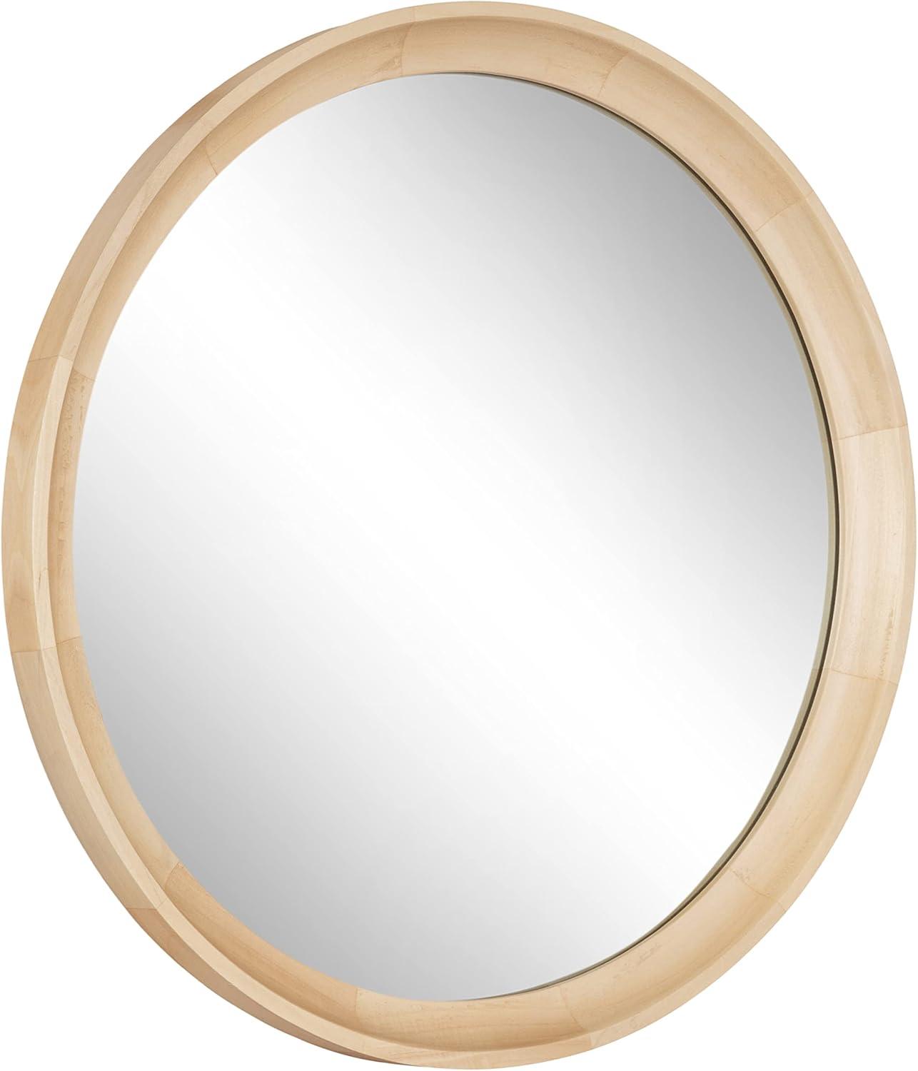 Kate and Laurel Hatherleig Round Wood Round Mirror, 24" Diameter, Natural