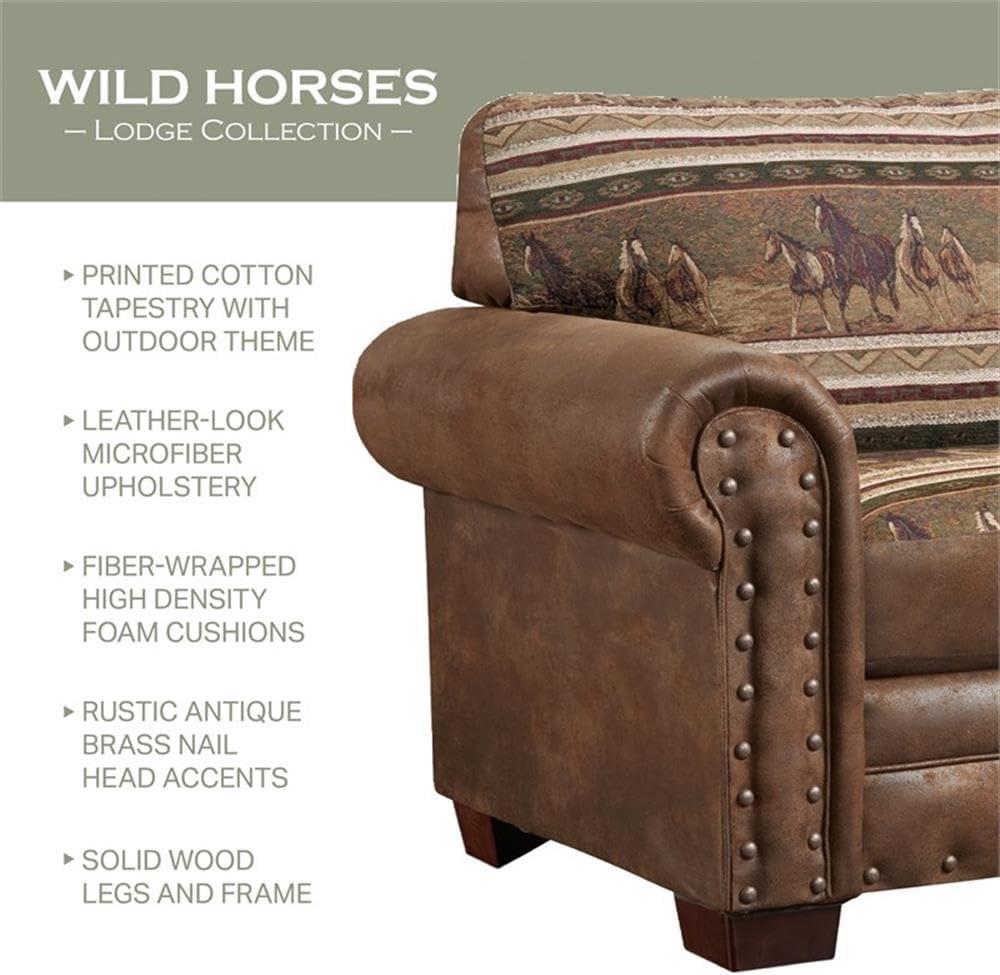 American Furniture Classics Model 8500-40S Lodge Style Wild Horses 4-Piece Set with Sleeper