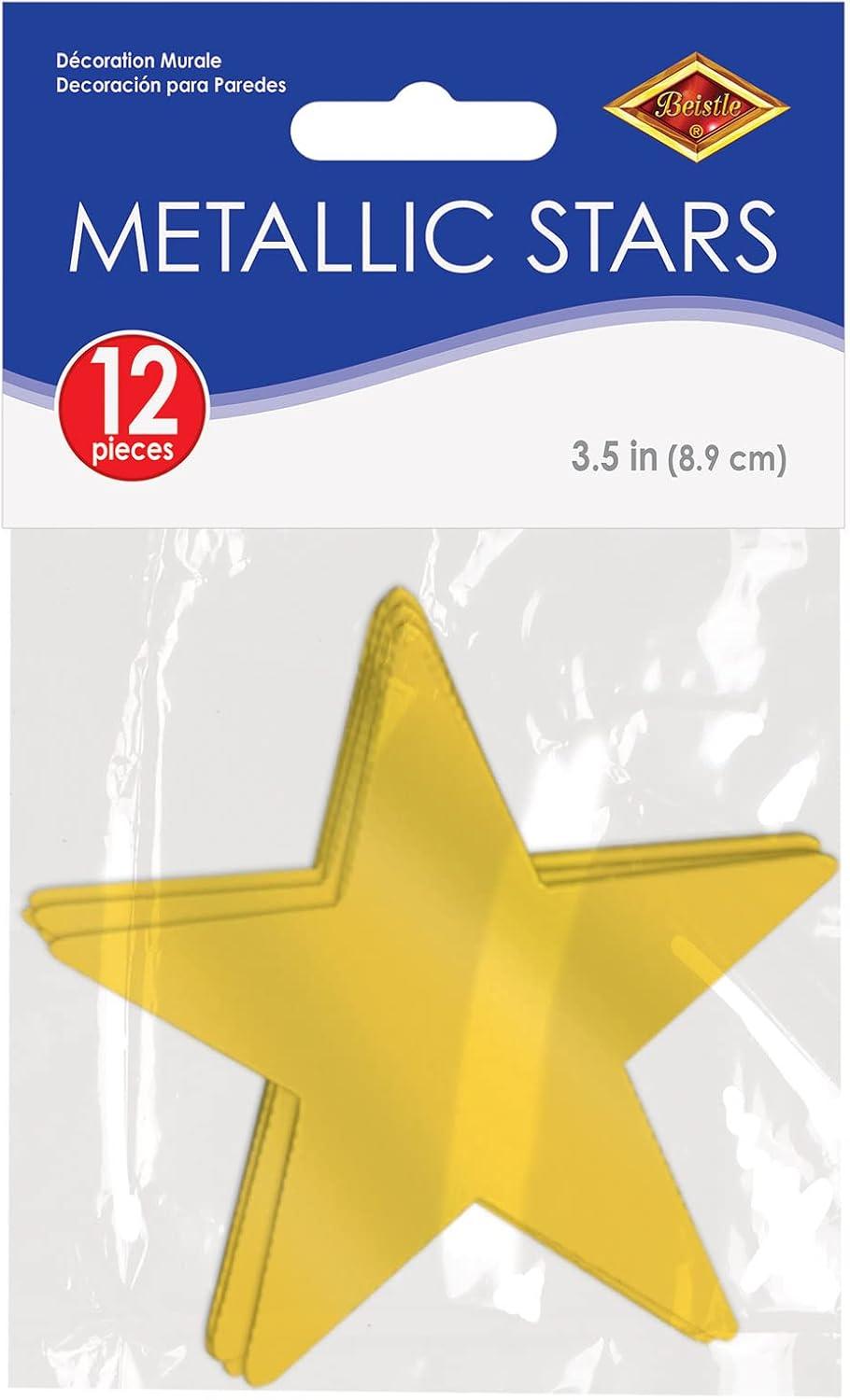 Beistle 3 3/4" Metallic Star Cutouts Gold 84/Pack (57027-GD)