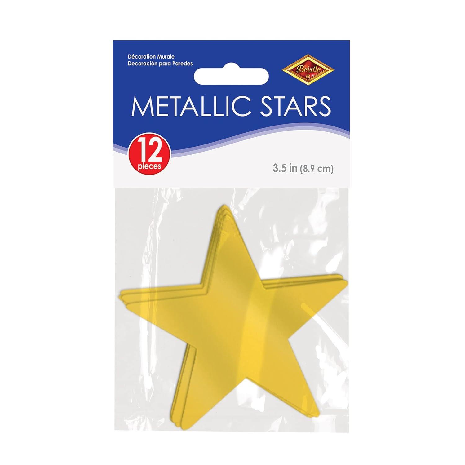 Beistle 3 3/4" Metallic Star Cutouts Gold 84/Pack (57027-GD)