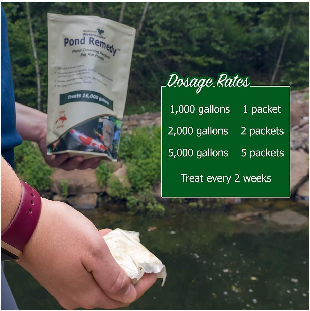 Natural Waterscapes Pond Remedy | Koi Pond Cleaning Packets | Treats up to 16,000 gallons