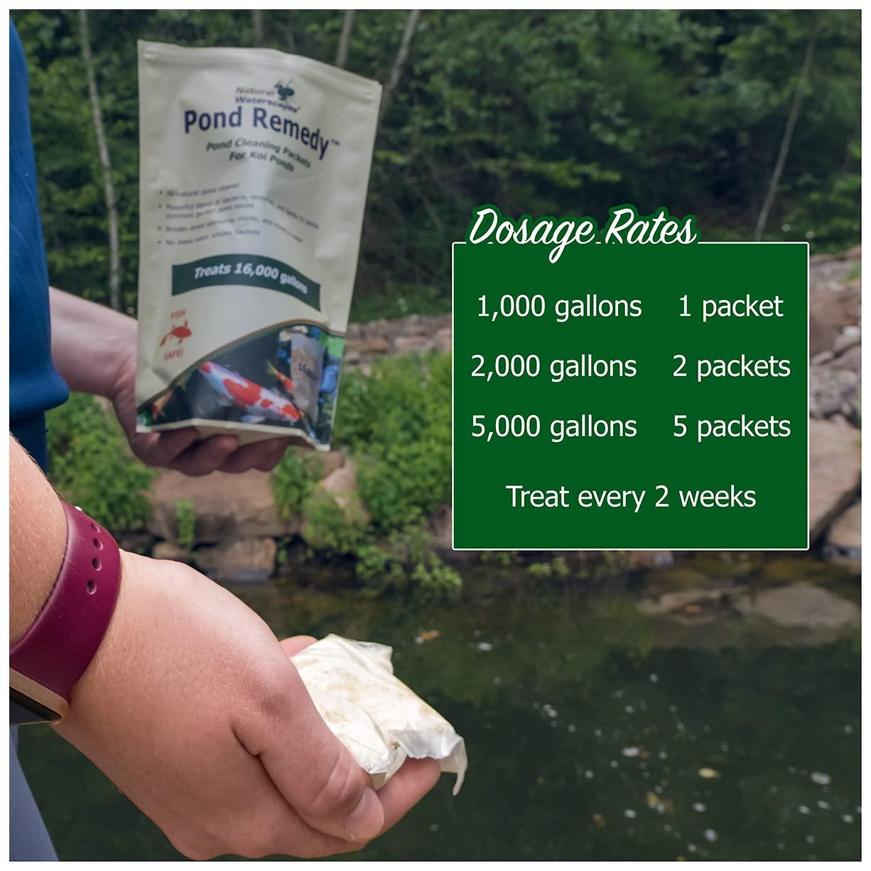 Natural Waterscapes Pond Remedy | Koi Pond Cleaning Packets | Treats up to 16,000 gallons