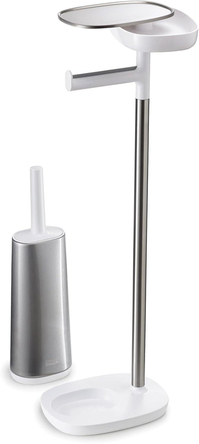 Joseph Joseph EasyStore Plus Free Standing Toilet Paper Holder with Flex Steel Toilet Brush