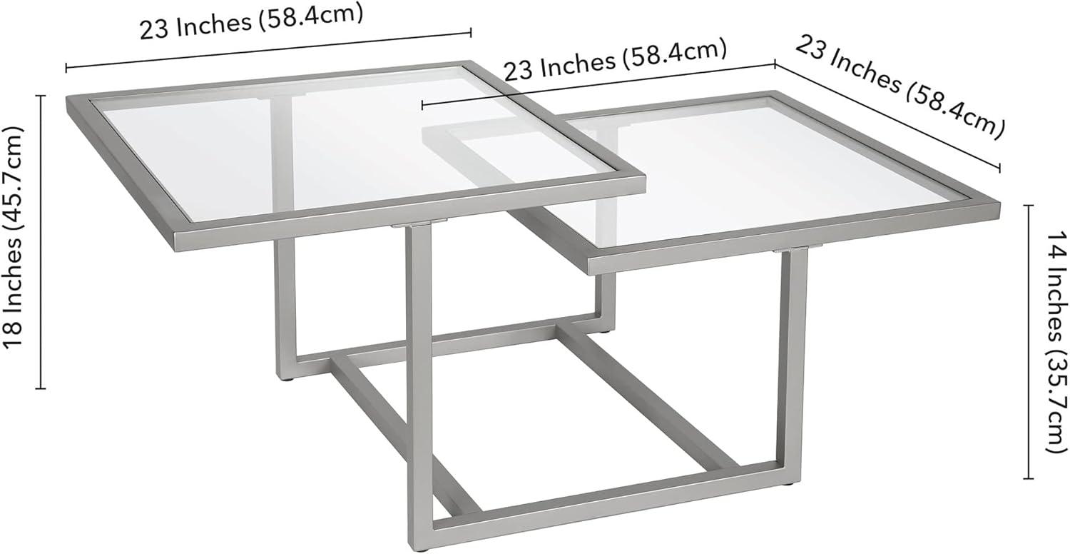 Amalie 43" Satin Nickel Geometric Glass Coffee Table