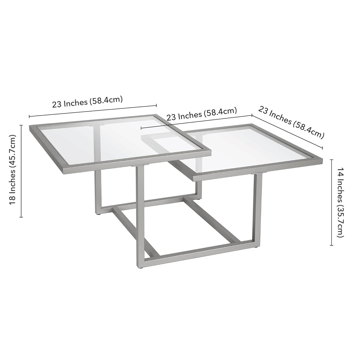 Evelyn&Zoe Amalie 43" Wide Square Coffee Table, Nickel