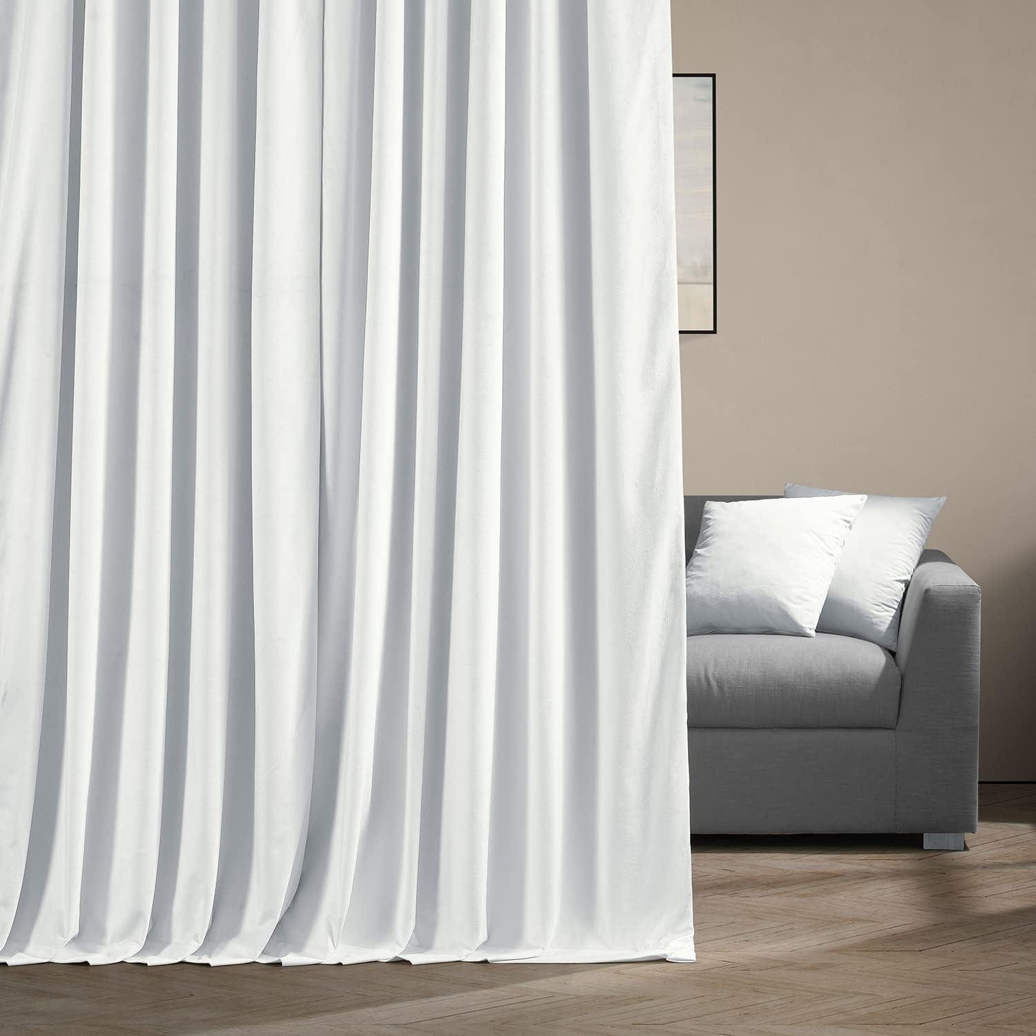 Exclusive Fabrics  Signature Extra Wide Blackout Velvet Curtain (1 Panel) Primary White 100 x 96 96 Inches