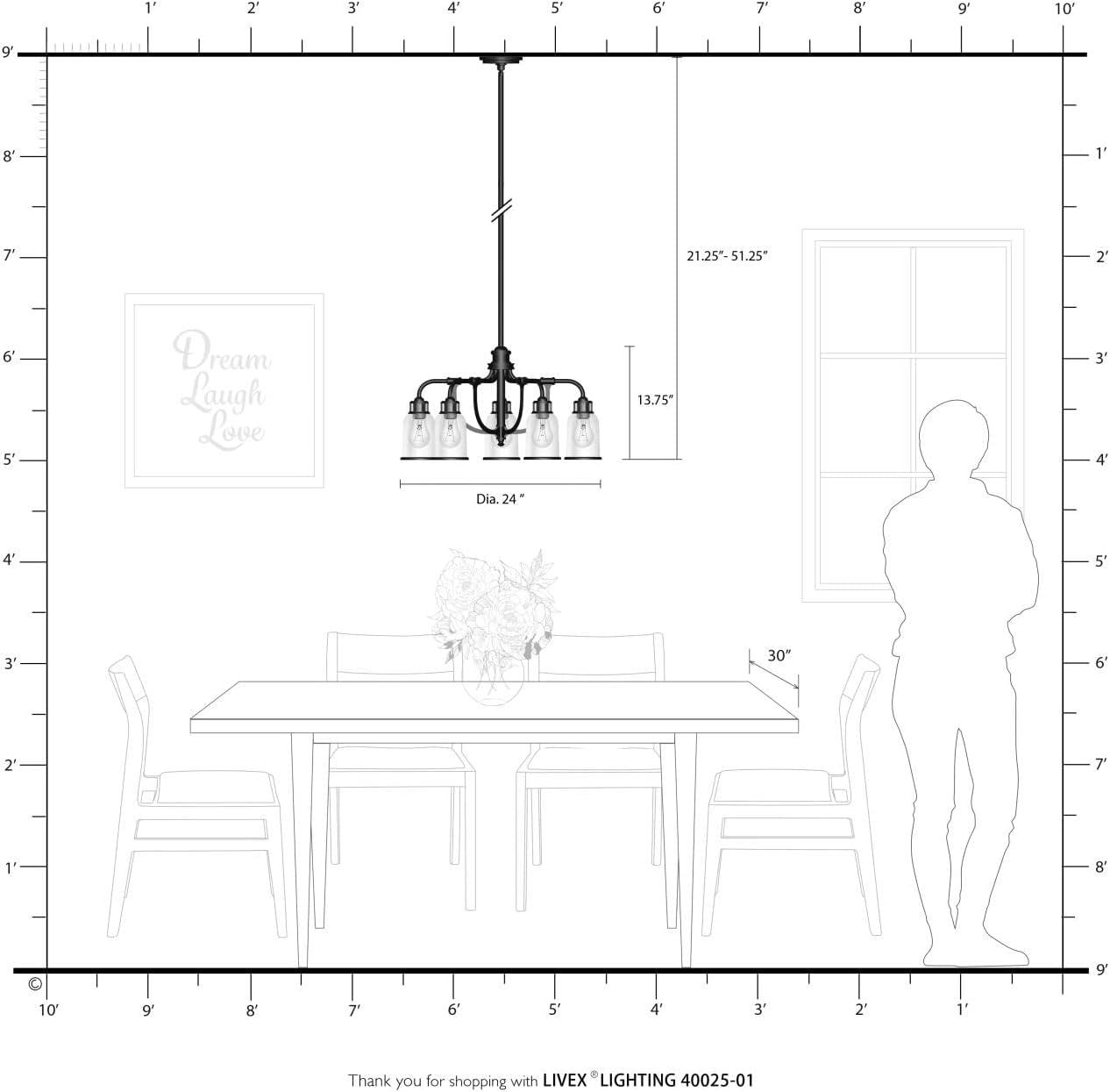 Livex Lighting Lawrenceville 5 - Light Chandelier in  Antique Brass