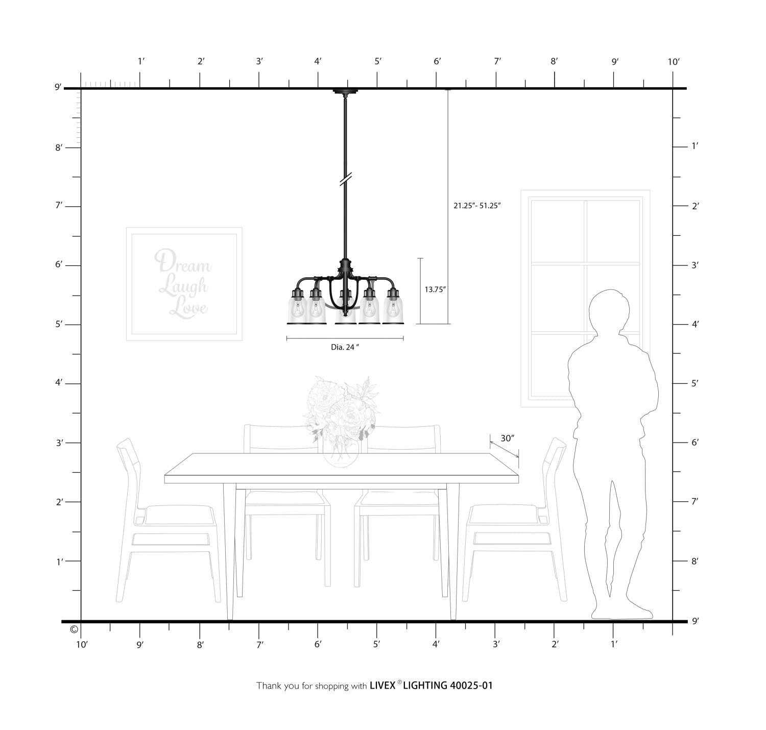 Livex Lighting Lawrenceville 5 - Light Chandelier in  Antique Brass