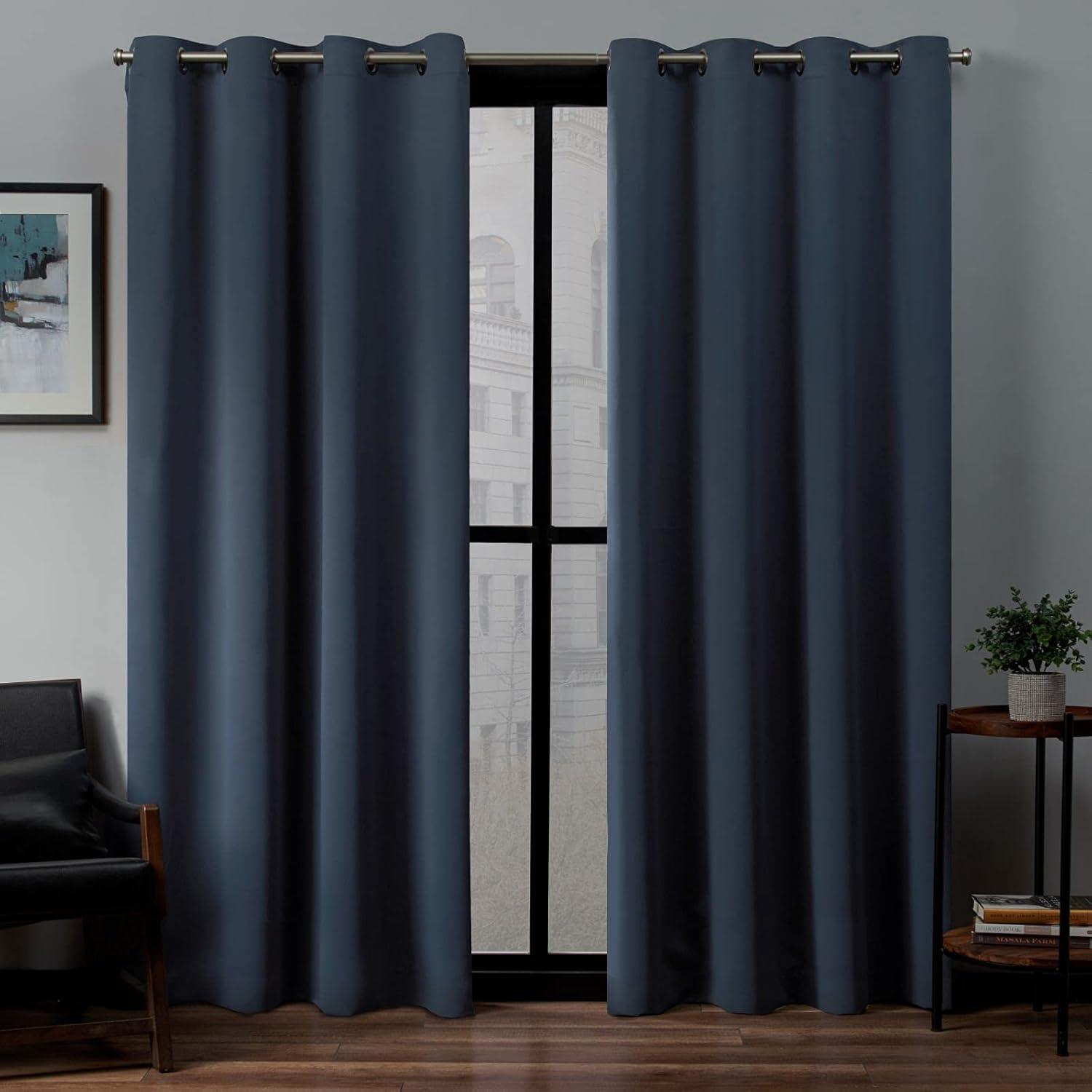 Set of 2 Sateen Twill Weave Insulated Blackout Grommet Top Window Curtain Panels - Exclusive Home