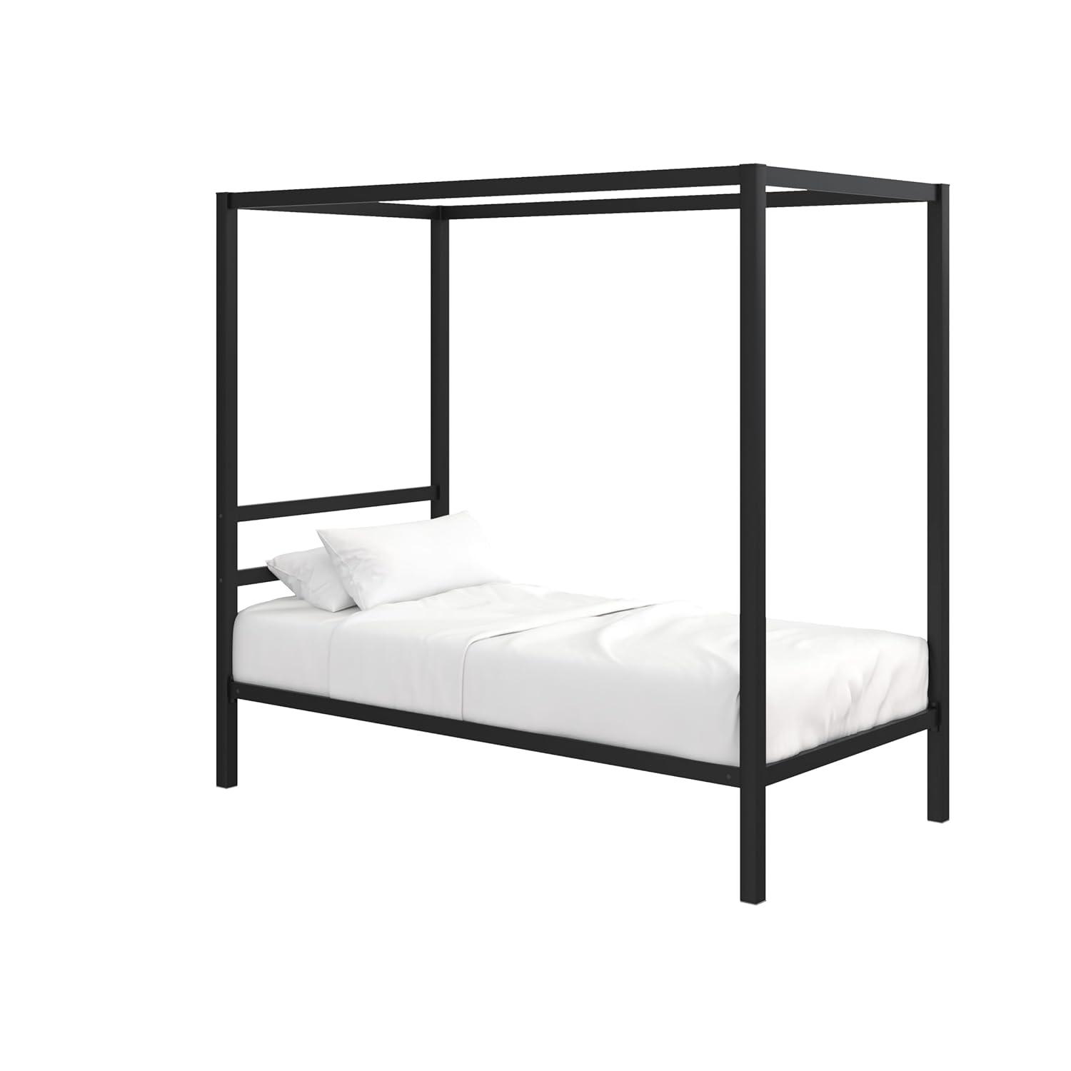 DHP Modern Metal Canopy Bed, Twin, Black