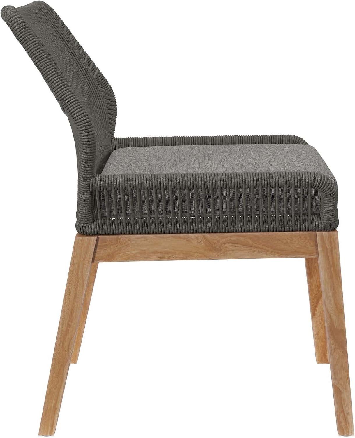 Gray Graphite Teak and Woven Rope Outdoor Dining Chair