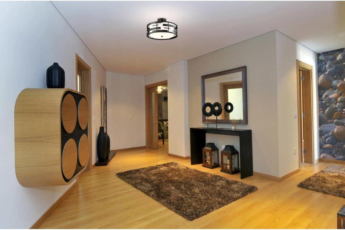 Lansing 16'' Black Drum Semi-Flush Mount Light