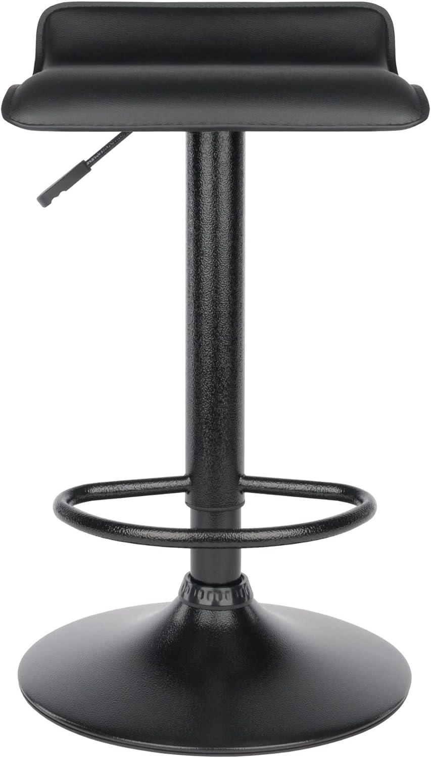 Set of 2 Obsidian Adjustable Swivel Air Lift Stool Black - Winsome: Faux Leather, Metal Frame, 22-30" Height Range