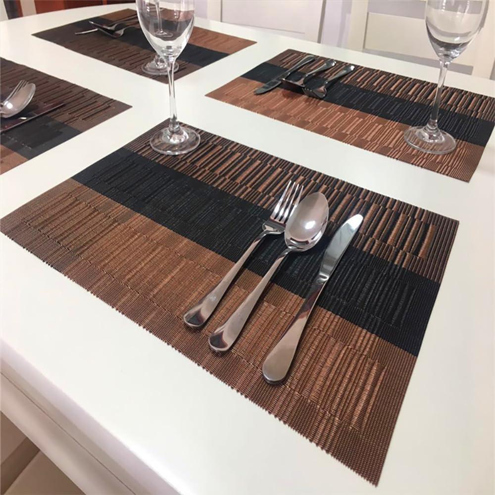 Brown and Black Woven Vinyl Dining Placemats Set of 4