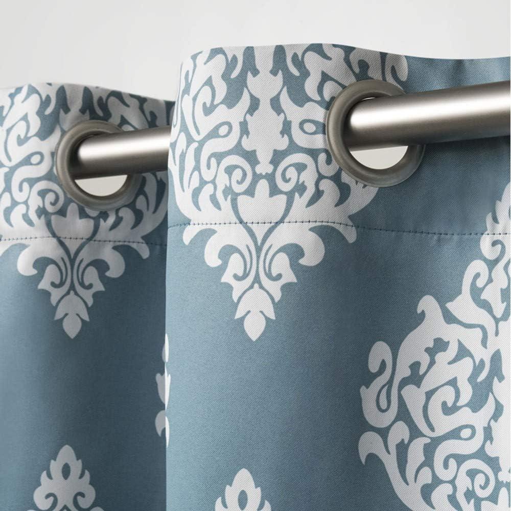 Exclusive Home Medallion Room Darkening Blackout Grommet Top Curtain Panel Pair, 52"x108", Teal