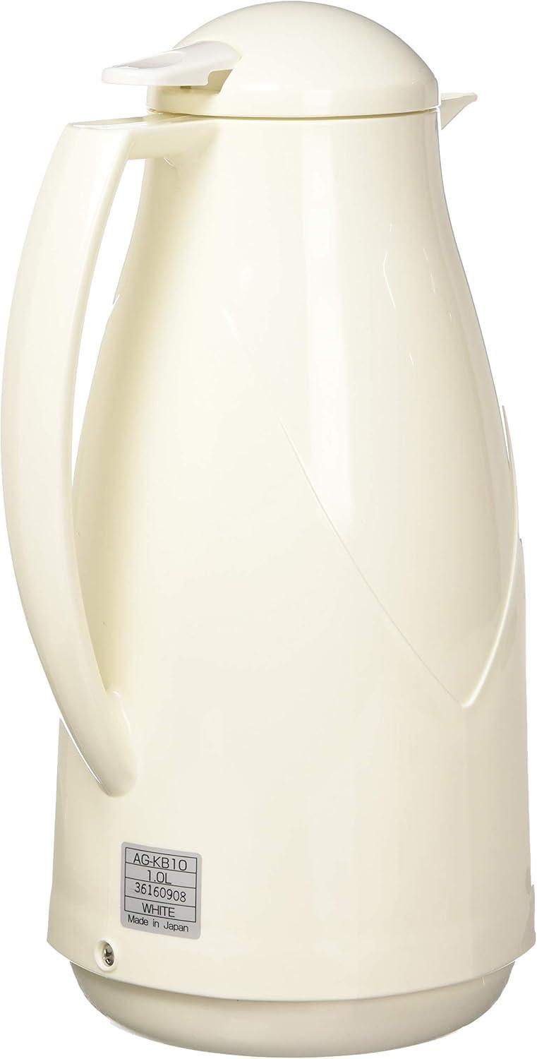 White 34 oz. Insulated Plastic Carafe with Glass Liner