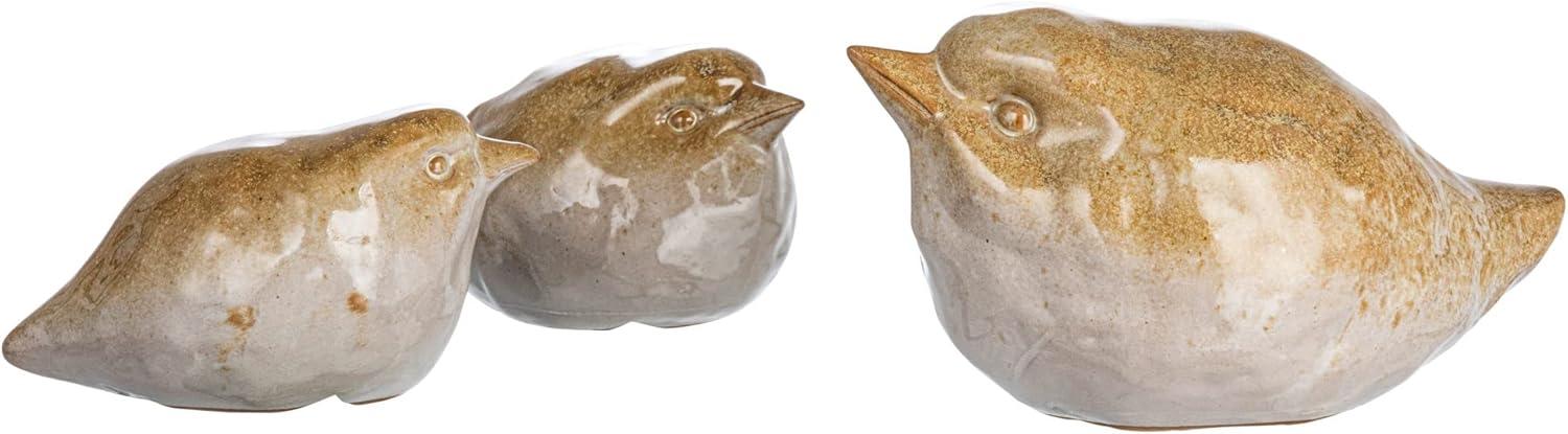 Tan Stoneware Bird Figurines Set of 3