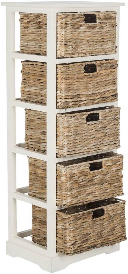 Dovecove White 5-Drawer Wicker Basket Storage Tower (Fully Assembled) | Wayfair