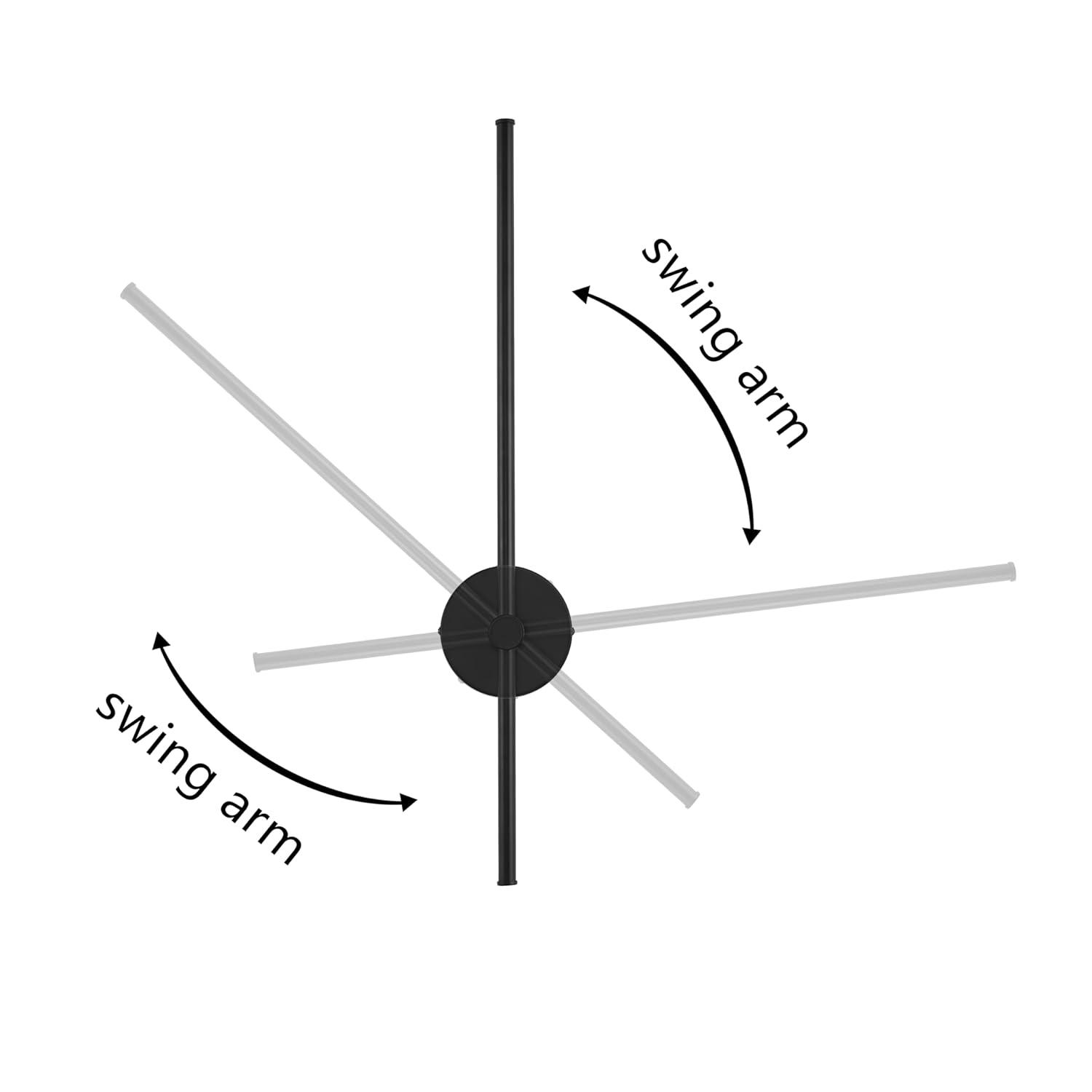 Anton 27.25 in. 1-Light Modern Minimalist Iron Adjustable Bar Integrated LED Plug-In Sconce, Black