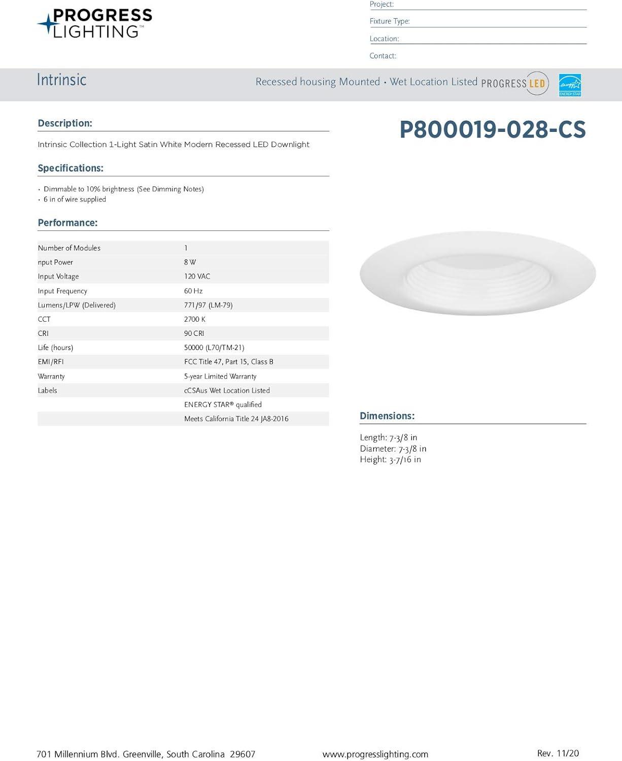 Intrinsic Collection 5"/6" 5-CCT LED Baffle Trim for Recessed Housings