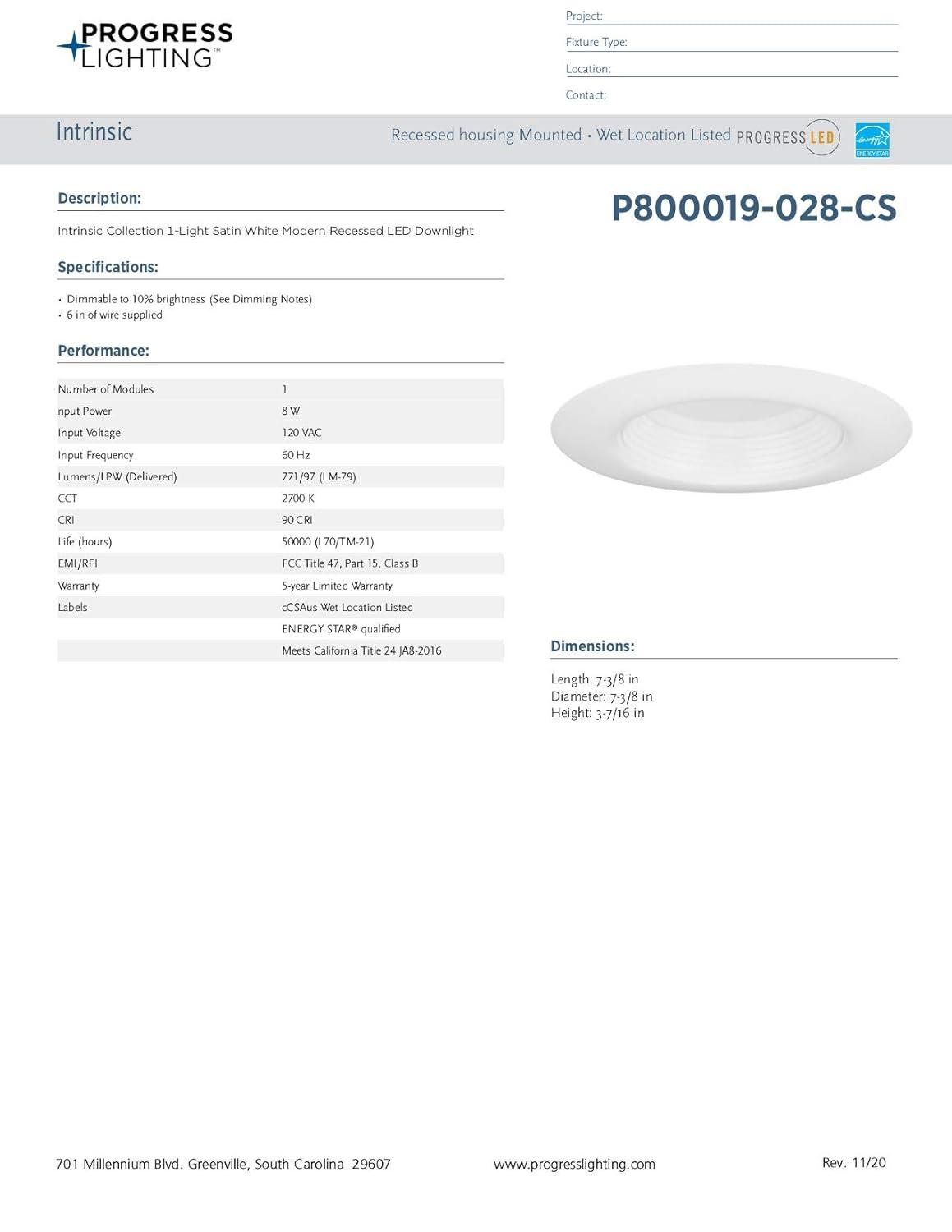 Intrinsic Collection 5"/6" 5-CCT LED Baffle Trim for Recessed Housings