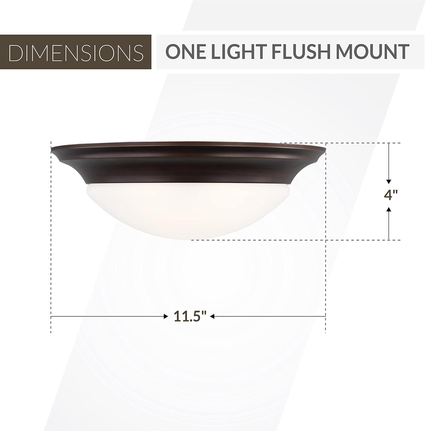 Bronze and Satin Etched Glass 9" Flush Mount Light