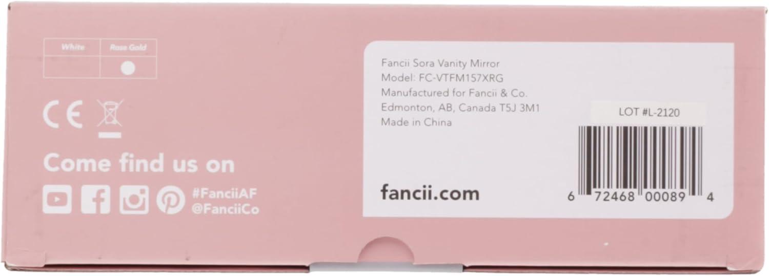 Rose Gold Trifold Vanity Mirror with LED Lights and Magnifications