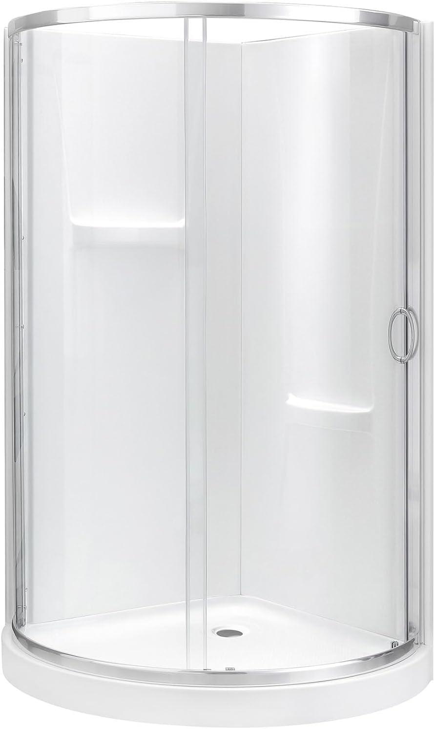 Breeze 36 in. Corner Shower Sliding Door with Walls and Base included Clear Glass