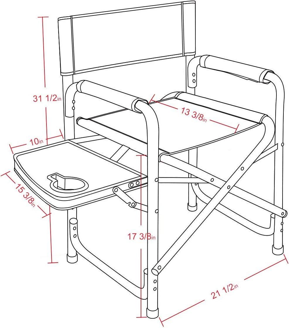 Blue and Grey Foldable Steel Camping Director Chair with Side Table