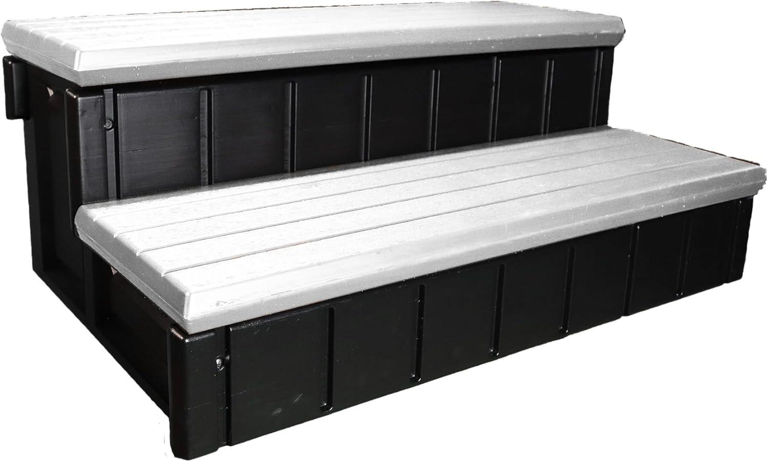 Gray and Black Resin Spa Storage Step with 300lb Capacity