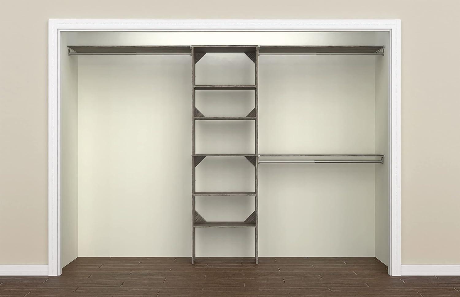 Gray 7-10 Foot Wide Closet System Kit with Adjustable Shelves