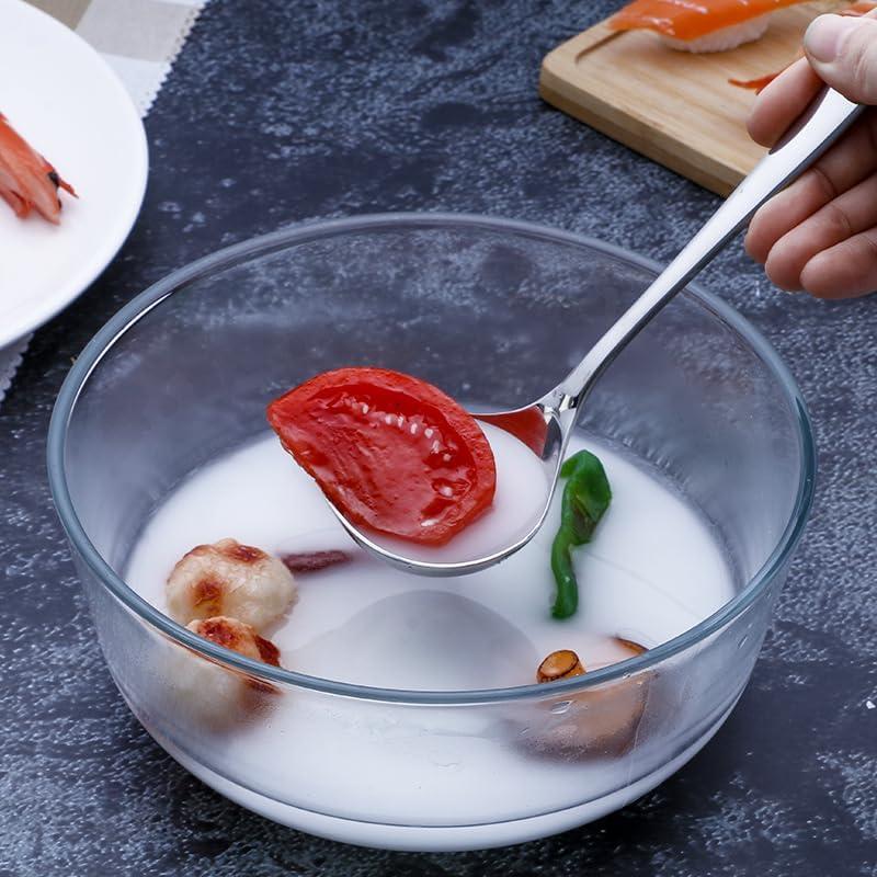 IMEEA 8-Inch Small Ladles for Serving Sauce SUS304 Stainless Steel Gravy Ladle Soup Spoon, Set of 4