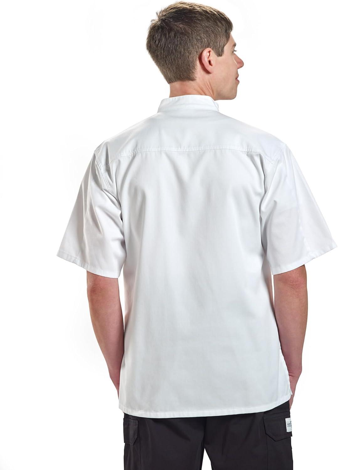 White Poly/Cotton Unisex Short Sleeve Chef Jacket, X-Small