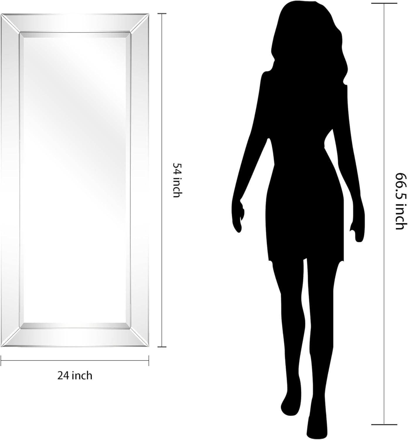 Empire Art Direct MOM-C10690-2454 24 x 54 in. Solid Wood Frame Covered Wall Mirror with Beveled Clear Mirror Panels - 1 in. Beveled Edge