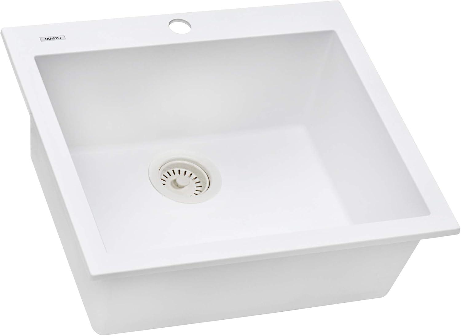 Ruvati Ruvati epiGranite Drop-in Topmount Granite Composite Kitchen Sink RVG1022WH