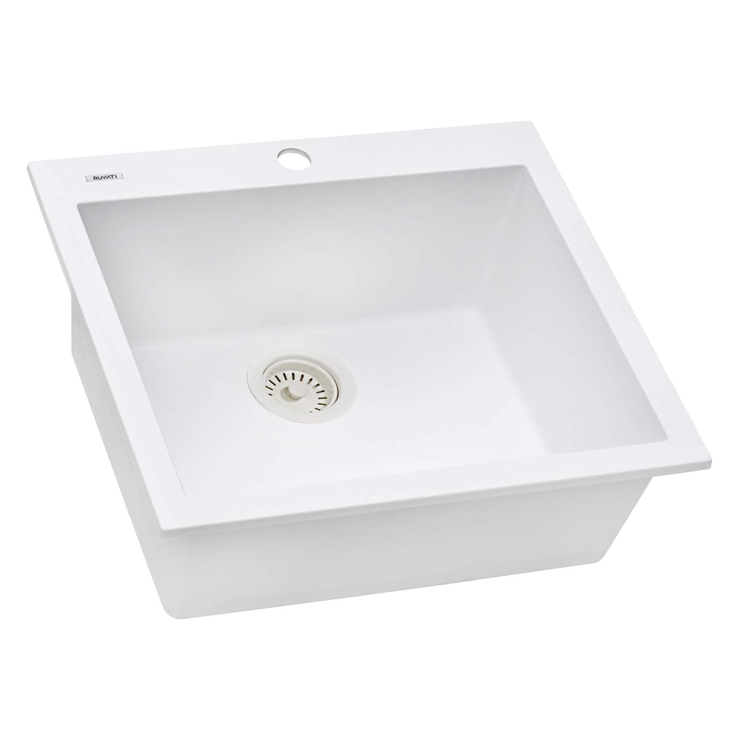 Ruvati Ruvati epiGranite Drop-in Topmount Granite Composite Kitchen Sink RVG1022WH