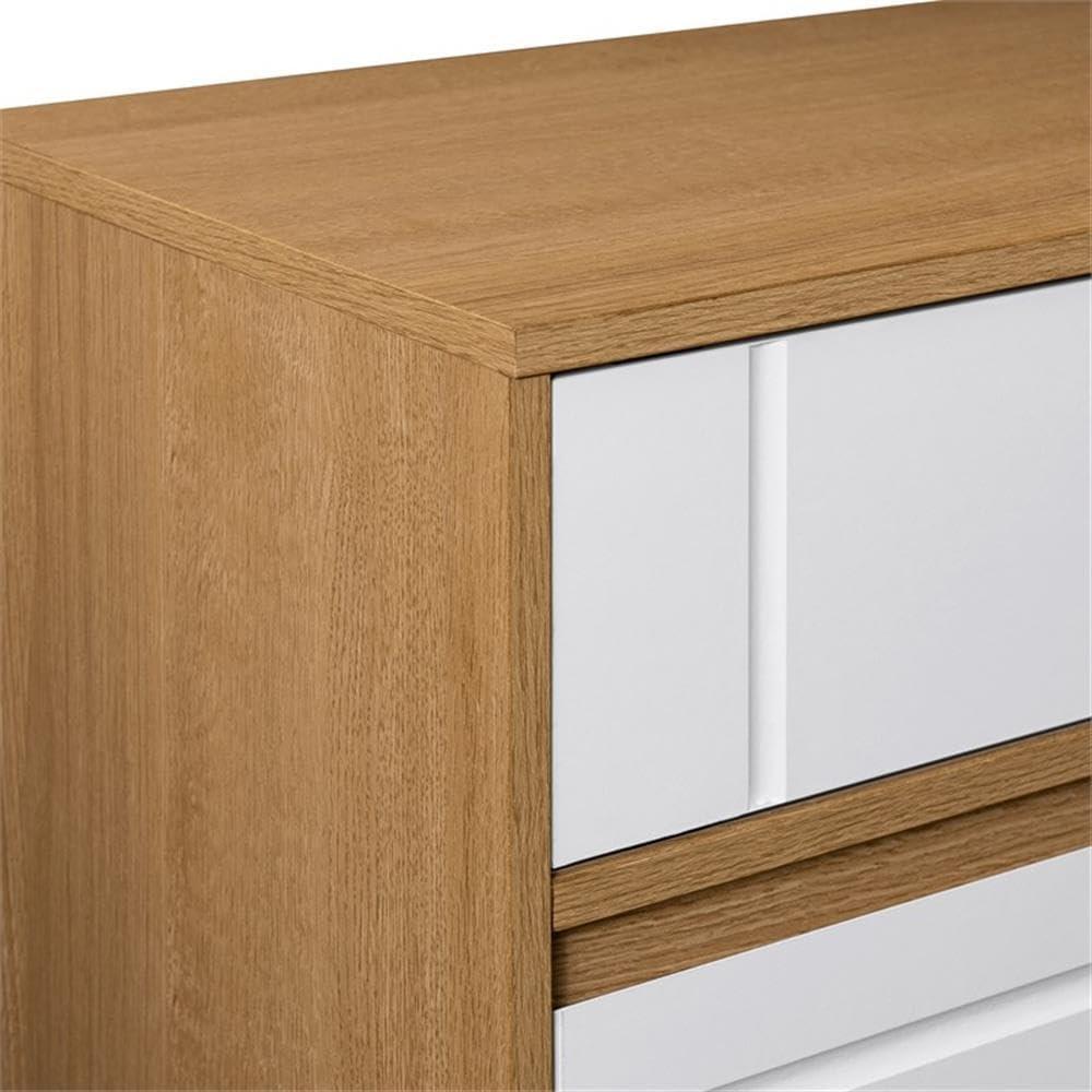 Walker Edison 52” Contemporary 3-Cubby 2-Drawer Storage Sideboard, Coastal Oak/Solid White