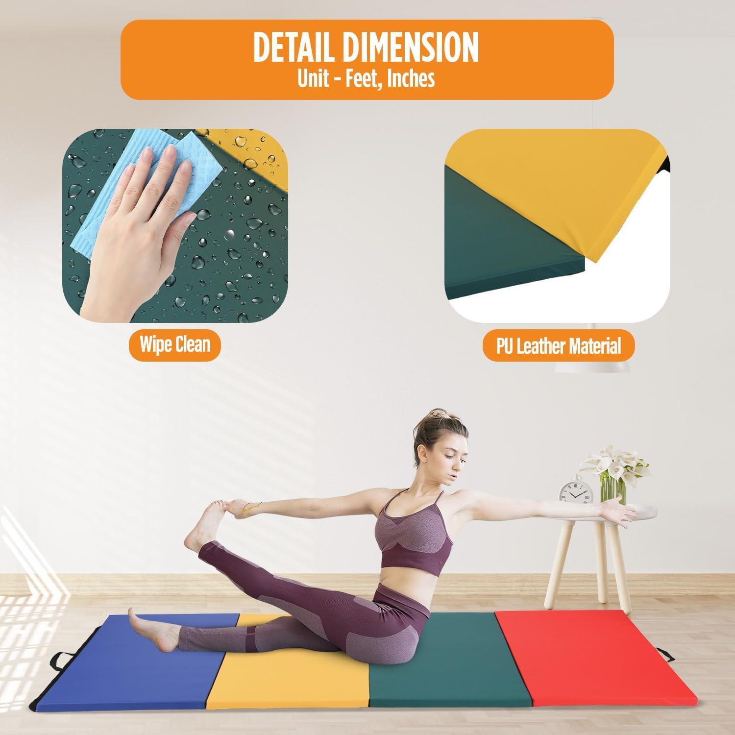 Gymnastics Mats Tumbling Mats Foldable Portable Gymnastics Exercise Mat Thick Gymnastics Tumbling Mats Exercise Pad Home Exercise Panel Mat With Carrying Handles