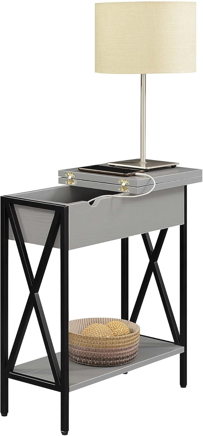 Convenience Concepts Tucson Flip Top End Table with Charging Station and Shelf, Multiple Finishes