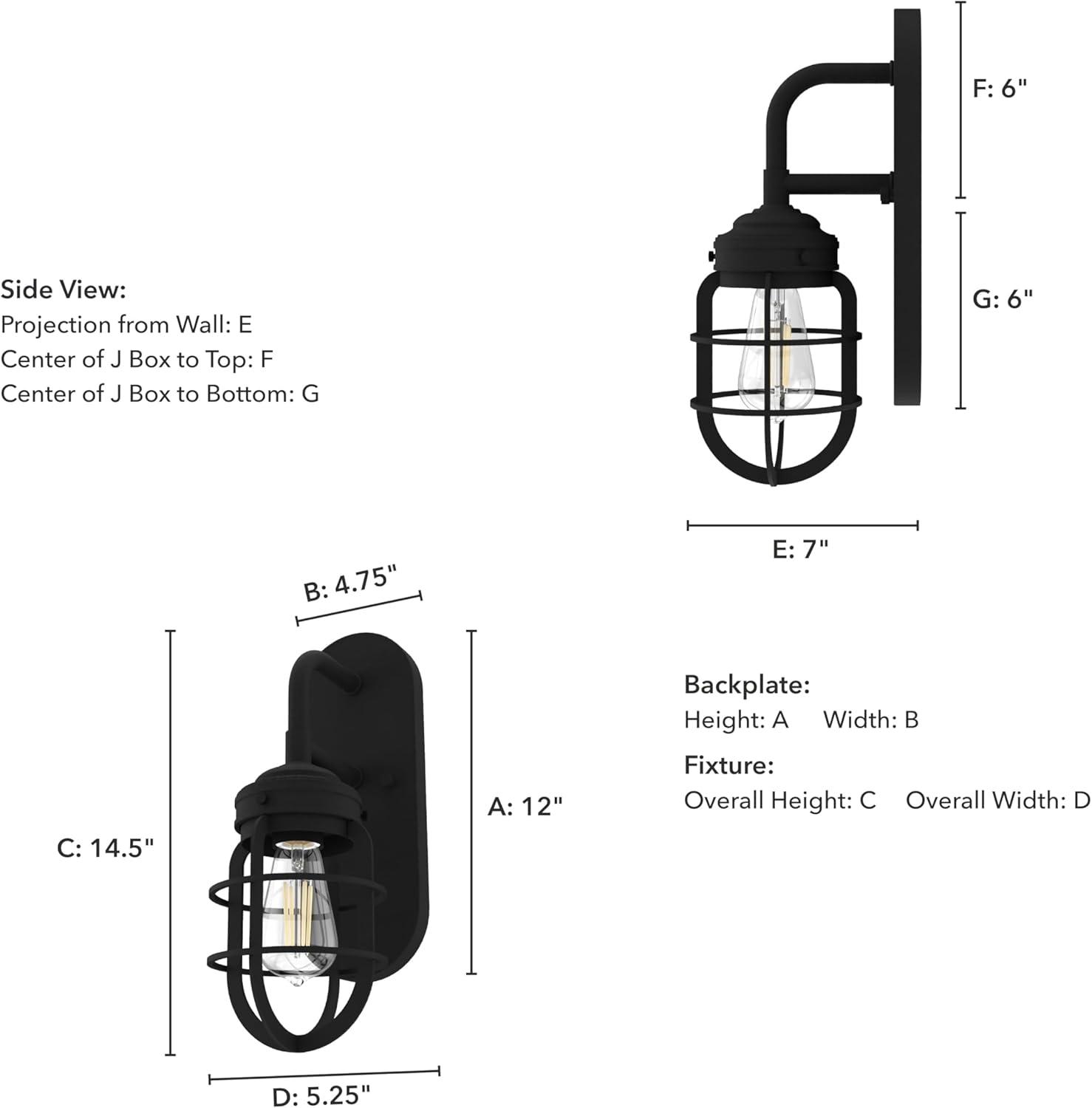 Starklake Dimmable Black Iron Outdoor Wall Sconce