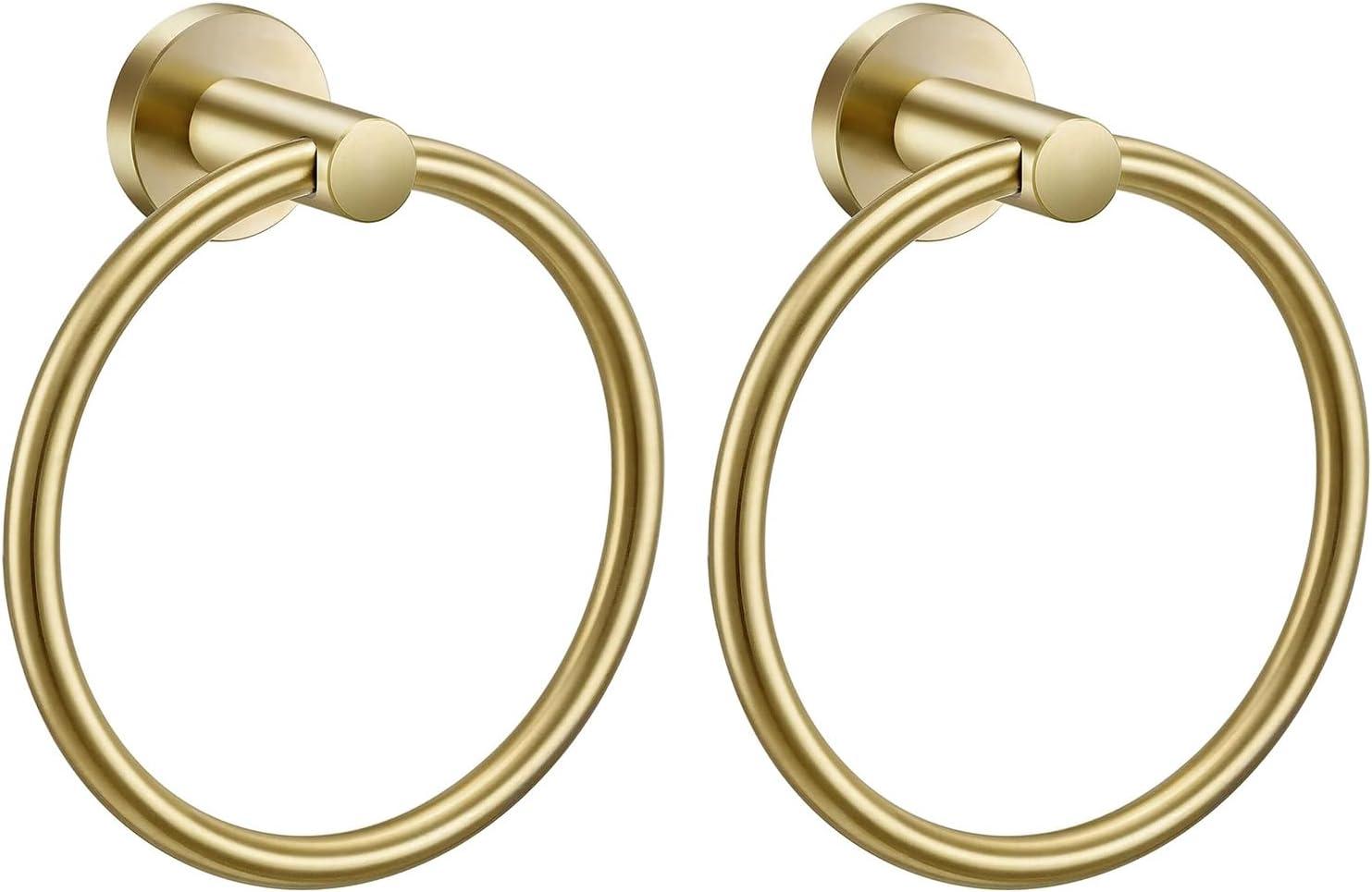 Brushed Gold Stainless Steel Wall Mounted Towel Ring Set