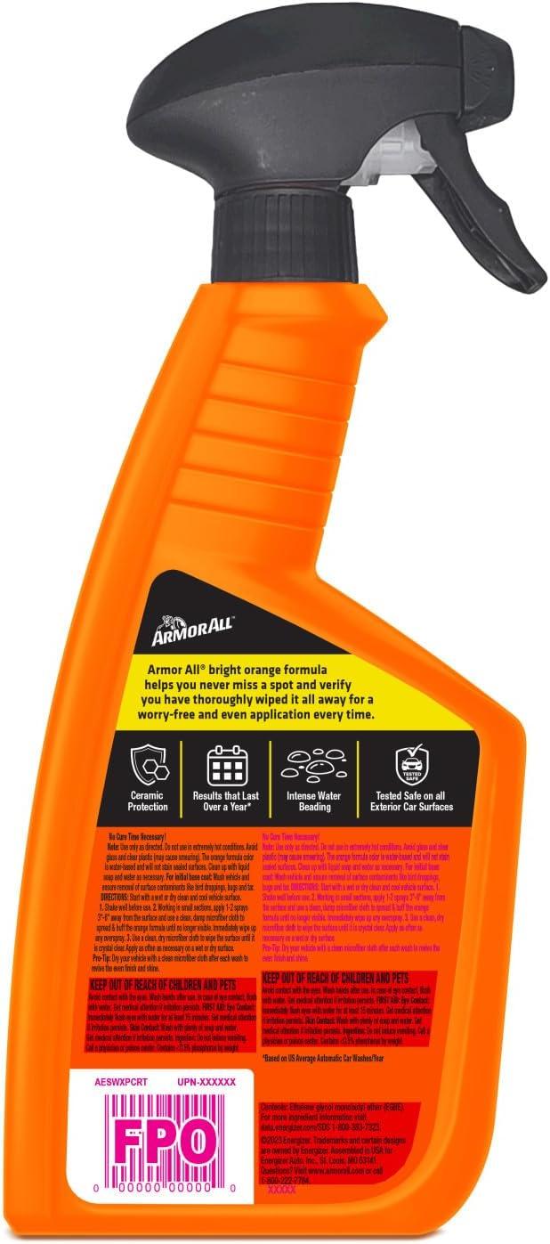 Armor All Extreme Shield Protect & Shine Ceramic Wax, Color Changing Spray Car Wax, 16 Fl Oz Bottle