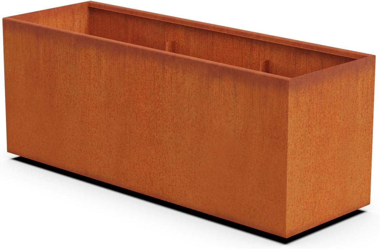 Rustic Corten Steel Rectangular Outdoor Planter Box, 60" x 20" x 24"