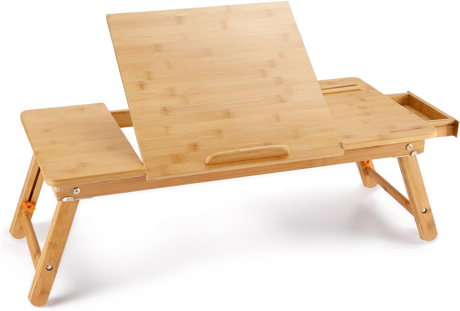 Bamboo Foldable Lap Desks for Laptop, Portable Bed Tray Table, Working,Snack Tray Breakfast Tray Bed Table Drawing Table